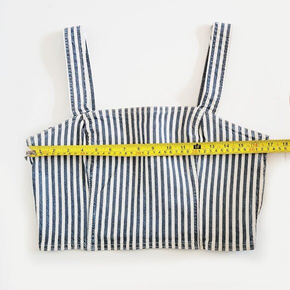 SOLD Zara Striped Denim Cropped Buster Top NWOT - Size X-Large - Picture 8 of 9